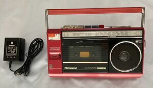 【動作品】National ナショナル　RX-1830　FMワイド-MW-SW３バンド ラジオ カセット レコーダ　メタリックレッド　80年代 小型 ラジカセ 