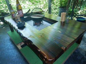 「新品」囲炉裏テーブル「E-5６５」 おこぜ夢工房の田舎作り一点物　「送料無料」