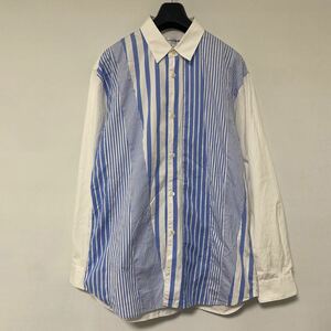 美品 COMME des GARCONS SHIRT ストライプ 切替 パッチワーク シャツ M コムデギャルソン シャツ 