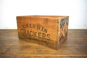ビンテージ T.S.Lewis Crackers 木箱 インテリア ウッドボックス ディスプレイ アメリカンヴィンテージ 木製