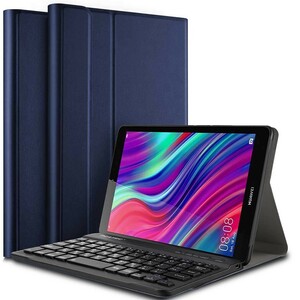 HUAWEI MediaPad M5 lite 8 ケース Bluetoothキーボード タブレットケース付き ネイビー