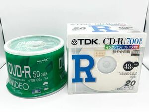 新品　未使用　TDK CD-R 20枚　日本製　インクジェットプリンタ対応　DVD-R 50枚　VIDEO まとめセット　レア　録画　ケース入り