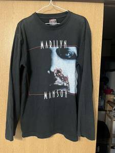 レア marilyn manson マリリン マンソン ロング T 長袖Tシャツ 黒 ブラック 2004年 コピーライト 00s ヴィンテージ SHOOT