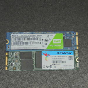 【2台まとめ売り/検品済み】WD SSD 120GB WDS120G1G0B / ADATA SSD ASU800NS38 128GB (使用時間：56h/713h) 管理:f-90