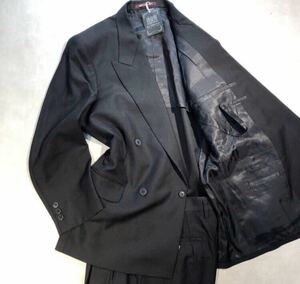 新品【サイズAB4 M★定価5.8万礼服】4Bダブルスーツ 喪服 漆黒の黒 ブラックフォーマル 背抜き ノーベンツ 2タック 冠婚葬祭 セットアップ