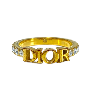 Christian Dior ディオール リング 指輪 ロゴ アクセサリー 小物 ラインストーン ゴールド サイズ6（約12号）