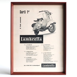 Lambretta ランブレッタ 1955年 スクーター モッズ イタリアンスクーター フランス ヴィンテージ 広告 額装品 フレンチ ポスター 稀少