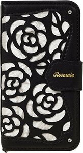 Natural design iPhone SE 5s 5（4インチ）手帳型 ケース La Roseraie Black x White ブラック×ホワイト iPSE-Rose04