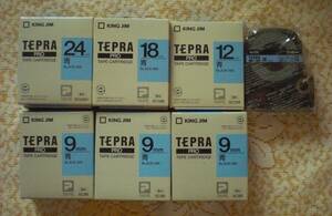キングジム「テプラ」PRO テープカートリッジ 青ラベル黒インク 4種7個