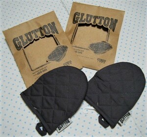 ダルトン　DULTON 1988　GLUTTON OVEN MITT　アウトドア＆キッチン用鍋つかみ手袋・ミトン　濃グレー２点セット　パペット型　耐熱 180℃