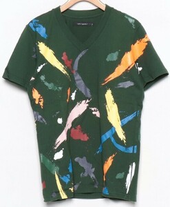 評価参照！超レア！1PIU1UGUALE3 ペイントデザイン Tシャツ グリーン メンズ4　日本製　ネコポス匿名配送230円