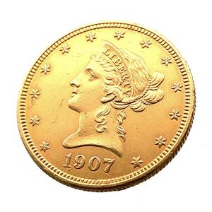  自由の女神 イーグル金貨 リバティ アメリカ 1907年 21.6金 16.1g コイン イエローゴールド コレクション Gold 美品