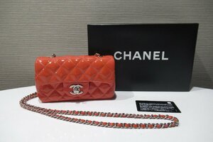 シャネル CHANEL ミニマトラッセ エナメル バッグ チェーンバッグ ショルダー シルバー金具 BOX付 中古 ランクAB BRB・バッグ・財布