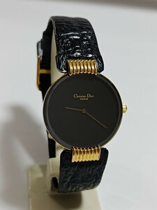 稼働品 クリスチャンディオール バギラ メンズ腕時計 黒色文字盤 新品電池 
