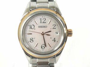 SEIKO セイコー デイト 電波ソーラー1B22-0CD0 ピンク文字盤 レディース腕時計 S04-11