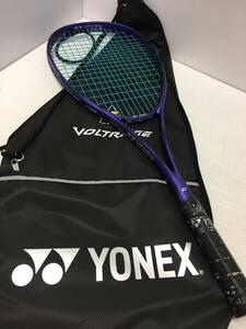 ♪YONEX ヨネックス VOLTRAGE 7V ボルトレイジ7V UL1 軟式 ソフトテニス ラケット パープル×グリーン ケース付 中古 (NF240424) 522-1