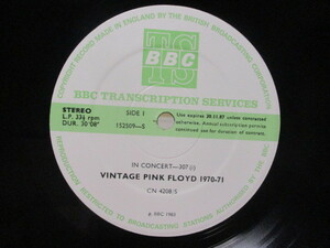 VINTAGE PINK FLOYD 1970-71 ピンク・フロイド IN CONCERT-307 英LP BBC Transcription Services ロジャー・ウォーターズ デイヴ・ギルモア