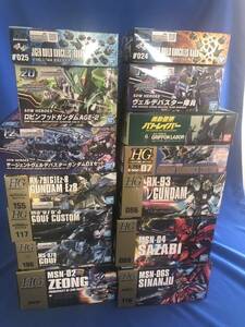 未組立ガンプラ 詰合せ HGUC νガンダム サザビー シナンジュ ジオング グフ グフ・カスタム Ez8 次元ビルドナックルズ 他SDなど14箱セット