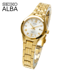 SEIKO セイコー ALBA アルバ AH7E58 レディース イエローゴールド ビジネス アナログ カレンダー 腕時計 女性用 ブレスレット 防水 軽量