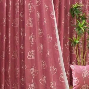 新品同様高級遮光オーダーカーテン　両開き　プリーツ2倍　ピンク花柄刺繍　サイズ・使用は写真678で　タッセル付き　遮光１級カーテン