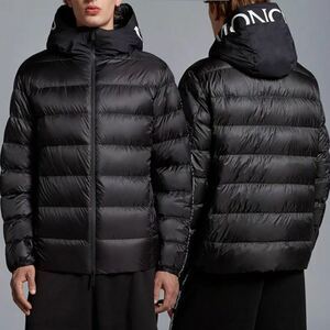 2021　モンクレール フード ハーフロゴ　ナイロン ダウン ジャケット　ブラック　MONCLER　国内正規品　#B4