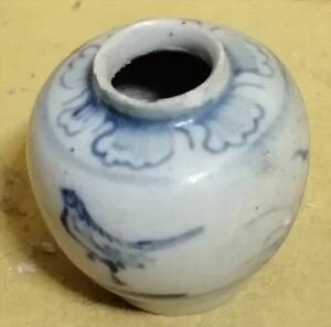 明代 青花 染付 茶入5 鳥絵 時代保証 本物保証