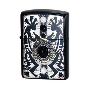 Zippo インディアンスピリット BK ジッポー ZIPPO ココペリ 天然石 オニキス ハウライト ブラック ライター