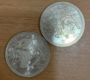 03-40:2002FIFAワールドカップ記念500円ニッケル黄銅貨（ユーラシア、アフリカ）2枚