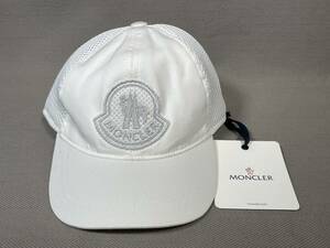 新品 本物 モンクレール MONCLER キッズ キャップ M 帽子 白 ホワイト ラメ シルバー ベースボールキャップ ハット ロゴ