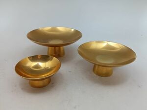 0424-05　 中古酒器 金杯 金盃 金メッキ 盃 　三枚セット