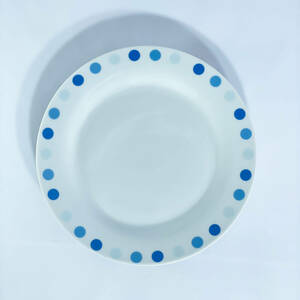 ブルー水玉　プレート　洋食器　白磁　中皿　19センチ