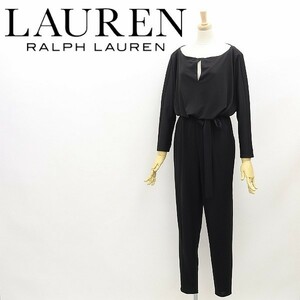 国内正規品◆RALPH LAUREN ラルフローレン ストレッチ ティアドロップ ドルマンスリーブ オールインワン ジャンプスーツ 黒 ブラック M