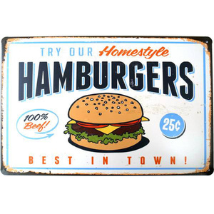 ハンバーガー ブリキ看板 20cm×30cm アメリカン雑貨 店舗用品