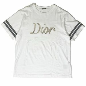 ディオールオム Dior HOMME フットボールロゴ刺繍オーバーサイズ半袖Tシャツ カットソーホワイト COMPACT COTTON TEE S/S 293J659A0554