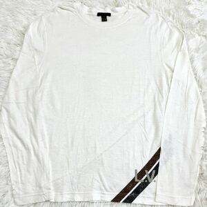 ルイヴィトン 【人気モデル】 LOUIS VUITTON 半袖 tシャツ カットソー トップス LV ロゴ ライン ホワイト メンズ サイズM