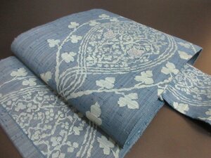 1円 良品 正絹 名古屋帯 和装 和服 紬 オリエンタル更紗 花唐草 六通柄 九寸帯 高級 長さ356cm【夢職】★★★