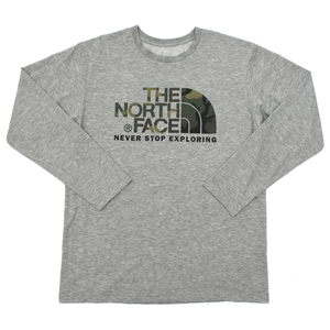 THE NORTH FACE ノースフェイス 長袖 Tシャツ カットソー ウッドランド カモ ロゴ プリント size.XL 