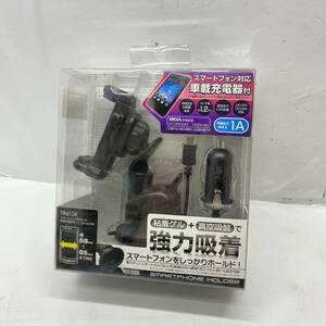 送料無料g19151 R612K スマホホルダー車載充電器セットmicroUSB スマートフォン対応 強力吸着 取付可能サイズ 58cmから85cm 未使用