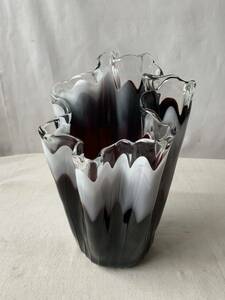造形とカラーリングが素敵な花器花瓶 昭和レトロ色ガラス硝子インテリアディスプレイ店舗什器アンティークビンテージ古道具コレクション