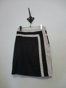 ELLE黒×ベージュライン膝丈スカート（USEＤ）90119