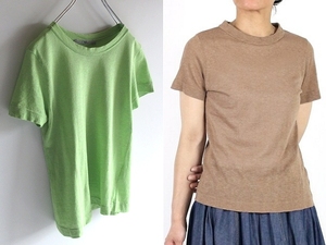 ネコポス対応 45rpm 擬麻綿 リネンライクコットン ギマニットTシャツ 3 緑 グリーン 日本製 Umii908 Badou-R