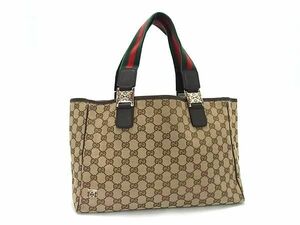 1円■美品■ GUCCI グッチ 145758 205027 シェリーライン GG柄 GGキャンバス×レザー トートバッグ ショルダー 肩掛け ブラウン系 AY4880