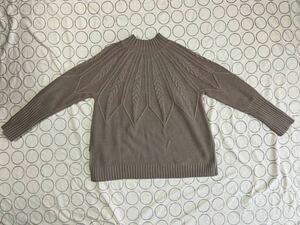 SHEIN 模様編みがかわいいレディースニットセーターM ブラウンベージュ 