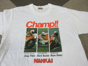 90s 未使用 NANKAI Tシャツ 白 ナンカイ 南海部品 ヴィンテージ Champ 1992 Doug polen Darly beattie Wayne rainey バイク 単車