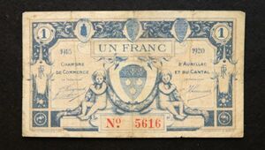 フランス オーリヤック 緊急紙幣 1フラン（1920）[3233]