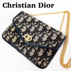 Christian Dior ミニ　ショルダーバッグ　チェーン　トロッター柄