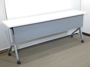 折りたたみテーブル 平行スタックテーブル 幕板付き ミーティングテーブル フォールディングテーブル W1800 D450 中古