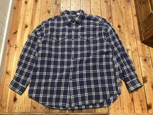 gap vintage old USA輸入　ヘビーネル　100円スタート　売り切り　古着　チェックシャツ　長袖　ネイビー