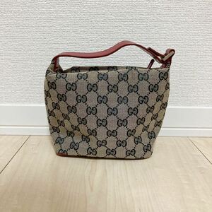 GUCCI グッチ GG柄 バニティ アクセサリーポーチ 1147 GGキャンバス レザー レッド