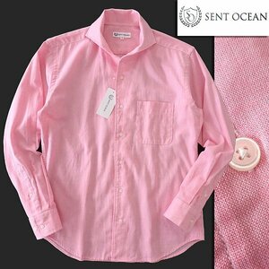 新品 セントオーシャン リネン混 シャンブレー カッタウェイ シャツ L ピンク 【HJD631_30】 SENT OCEAN メンズ 春夏 長袖 サマー 綿麻